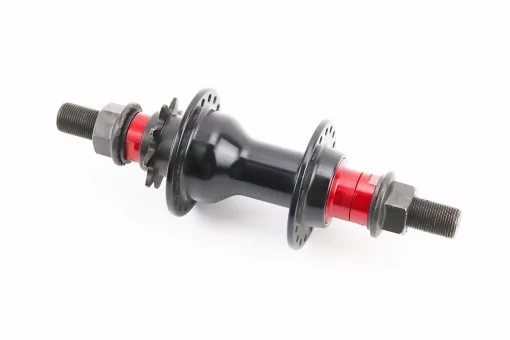 Втулка задняя BMX алюминиевая 14Gx36H драйвер 9Т, 4 пром-подшипника 6902 2RS, ось 14мм, крепл. гайка, чёрно-красная FB-A275В,