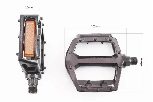 Педалі BMX 9/16" (107x105x28mm) алюмінієві, чорні LU-313, FIX-411142