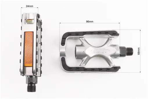 Педали CITY 9/16" (107x70x26.5mm) алюминиевые, серебристо-чёрные C33, FIX-411147
