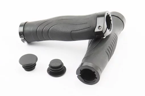 Ручки керма 140мм з затискачем Lock-On з двох сторін, ергономічні, чорні TPR-081, FIX-403434