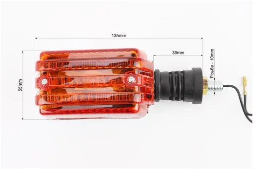 Поворот "ПРЯМОУГОЛЬНЫЙ " хром, оранжевое стекло, FIX-337736