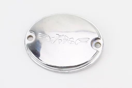 Крышка (овальная, метал) правой крышки двигателя, хром (РАЗНЫЕ надписи), FIX-349887