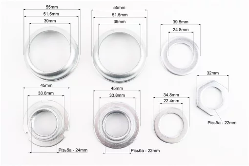 Кріплення каретки BMX з чашками &Oslash;51,5мм, KL-B515, FIX-411281