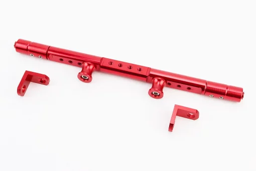 Перемычка руля регулируемая по длине с отверстиями под мото аксессуары 345-360мм, КРАСНЫЙ тип 1, FIX-337947