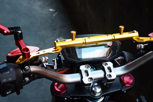 Перемычка руля регулируемая по длине с отверстиями под мото аксессуары 315-380мм, КРАСНЫЙ тип 2, FIX-337950