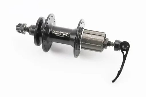 Втулка задняя MTB алюминиевая 14Gx36H под кассету 8-10зв, Disk-brake, 2 пром-подшипники 6000 2RS, крепл. эксцентрик, чёрная