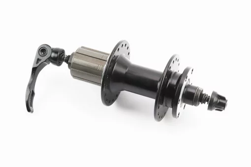 Втулка задняя MTB алюминиевая 14Gx36H под кассету 8-10зв, Disk-brake, 2 пром-подшипники 6000 2RS, крепл. эксцентрик, чёрная