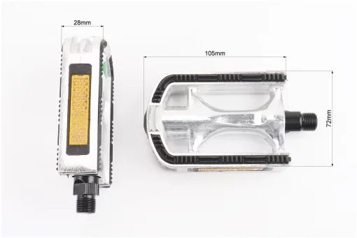 Педали CITY 9/16" (113x71x25mm) алюминиевые, серебристо-чёрные NWL-266, FIX-411331