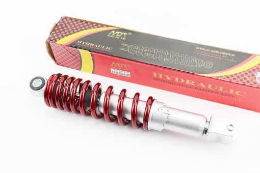 Амортизатор задній GY6/Honda - 290мм*d55мм (втулка 10мм / вилка 8мм) регул., червоний, FIX-315090