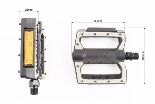 Педали CITY 9/16" (107x103x25mm) пластиковые, чёрно-серые NW-420, FIX-411366