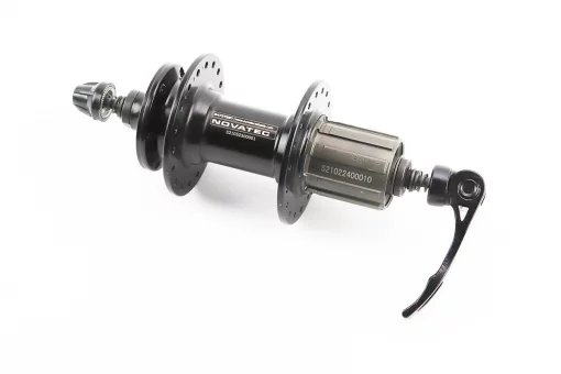 Втулка задняя MTB алюминиевая 14Gx36H под кассету 8-10зв, Disk-brake, 2 пром-подшипники 6000 2RS, крепл. эксцентрик, чёрная