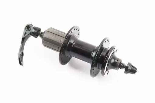 Втулка задняя MTB алюминиевая 14Gx36H под кассету 8-10зв, Disk-brake, 2 пром-подшипники 6000 2RS, крепл. эксцентрик, чёрная