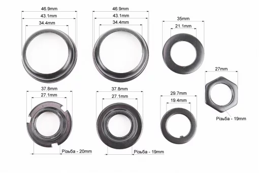Кріплення каретки BMX з чашками &Oslash;43,1мм, чорне B888, FIX-411390