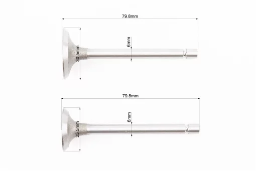 Клапан впускной (h-79,8; D-30,5; d-6), выпускной (h-79,8; D-25,5; d-6) к-кт 2шт 178F, FIX-999358