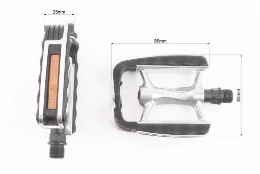 Педали CITY 9/16" (108x82x25mm) алюминиевые, серебристо-чёрные С220DU, FIX-411404