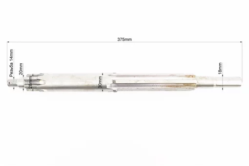 Вал КПП первичный (с валом отбора мощ.) 375mm 101-2, М14, FIX-624043