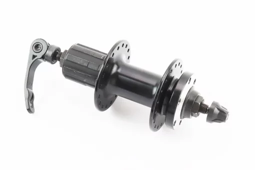 Втулка задняя MTB алюминиевая 14Gx36H под кассету 8-11зв, Disk-brake, 2 пром-подшипники 6200 2RS, крепл. эксцентрик, чёрная