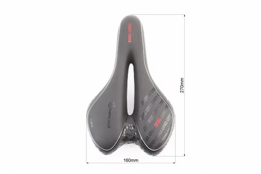 Сидіння MTB 270x160мм, чорно-біло-червоне "GEL", FIX-411490