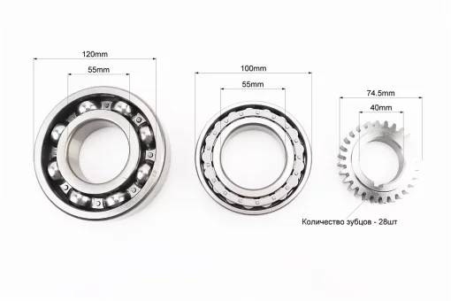 Колінвал R185N/R190N (Dболта-М12x1,5, Dшейки-52mm, H-105mm) +підшипники+шестерня, FIX-604544