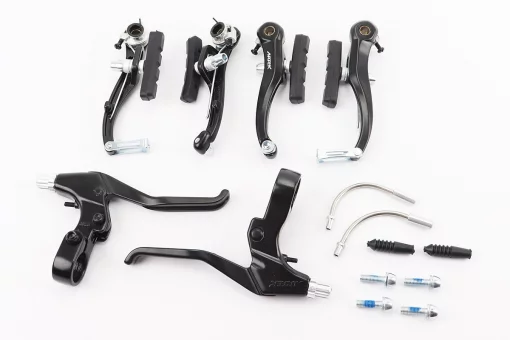 Гальмо V-brake 110мм (2 колеса) з ручками, алюмінієве, чорне 10DG/483D, FIX-411574