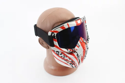 Очки+защитная маска, бело-красно-черная (хамелеон стекло), MT-009, FIX-360004