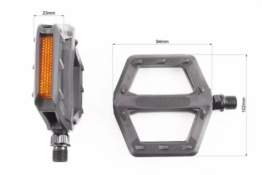 Педали BMX 9/16" (105x102x23mm) пластиковые, чёрные HF-701, FIX-411821