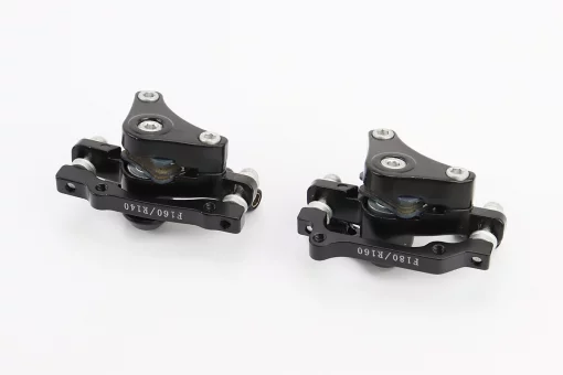 Гальмо Disk-brake переднє (F160/R140мм)+заднє (F180/R160мм), диски 160мм, кріпл. 6 болтів, чорні DX-2007, FIX-411827