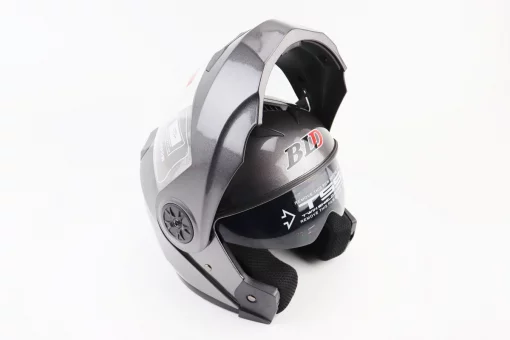 Шлем модуляр, закрытый с откидным подбородком+откидные очки BLD-159 S (55-56см), СЕРЫЙ глянец, FIX-360109