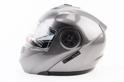 Шлем модуляр, закрытый с откидным подбородком+откидные очки BLD-159 S (55-56см), СЕРЫЙ глянец, FIX-360109