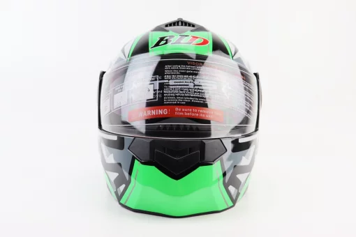 Шлем модуляр, закрытый с откидным подбородком+откидные очки BLD-159 S (55-56см), ЧЕРНО-ЗЕЛЕНЫЙ, FIX-360111