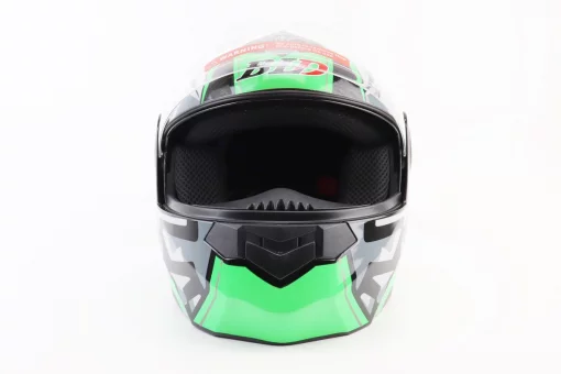 Шлем модуляр, закрытый с откидным подбородком+откидные очки BLD-159 S (55-56см), ЧЕРНО-ЗЕЛЕНЫЙ, FIX-360111