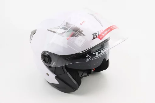 Шлем открытый+откидные очки BLD-708 М (57-58см), БЕЛЫЙ глянец, FIX-360199