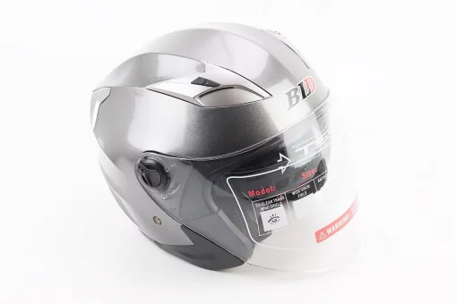 Шлем открытый+откидные очки BLD-708 М (57-58см), СЕРЫЙ глянец, FIX-360200