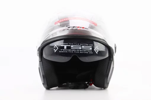 Шлем открытый+откидные очки BLD-708 М (57-58см), СЕРЫЙ глянец, FIX-360200