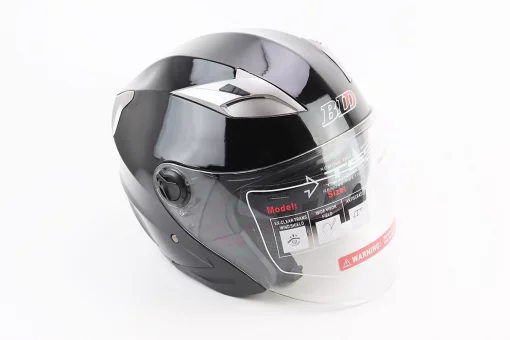 Шлем открытый+откидные очки BLD-708 М (57-58см), ЧЕРНЫЙ глянец, FIX-360201