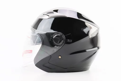 Шлем открытый+откидные очки BLD-708 М (57-58см), ЧЕРНЫЙ глянец, FIX-360201