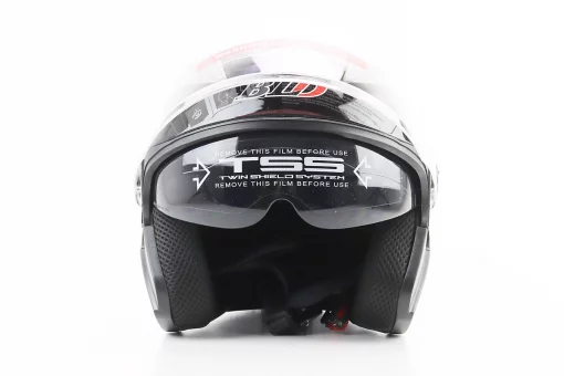 Шлем открытый+откидные очки BLD-708 М (57-58см), ЧЕРНЫЙ глянец, FIX-360201