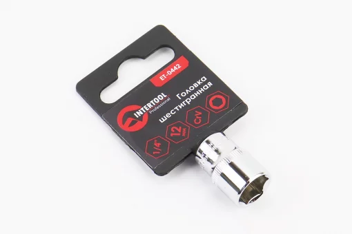 Головка торцева 6-гранна 1/4" 12мм CrV ET-0442, FIX-702126