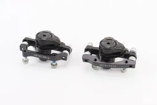 Гальмо Disk-brake переднє (F160/R140мм)+заднє (F180/R160мм), диски 160мм, кріпл. 6 болтів, чорні DX-2018, FIX-412062