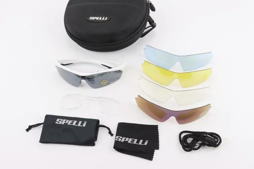 УЦІНКА Окуляри з набором для догляду, змінні лінзи 5шт, у твердому чохлі, білі SGL-V08 (незначні пятна фарби на оправі),