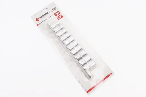 Набор головок торцевых на планке 1/2" 10шт (8/10/12/13/14/15/16/17/18/19мм) ET-6012, FIX-702185