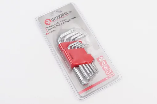 Набір Г-подібних ключів з отвором TORX (T10/T15/T20/T25/T27/T30/T40/T45/T50) CrV HT-0604, FIX-702186