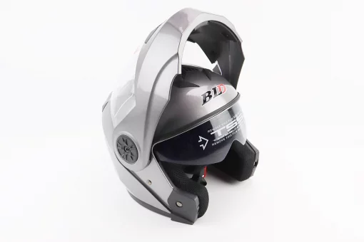 Шлем модуляр, закрытый с откидным подбородком+откидные очки BLD-159 М (57-58см), СЕРЫЙ глянец, FIX-360423
