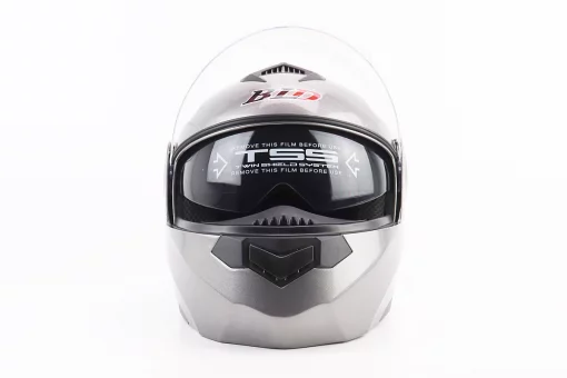 Шлем модуляр, закрытый с откидным подбородком+откидные очки BLD-159 М (57-58см), СЕРЫЙ глянец, FIX-360423