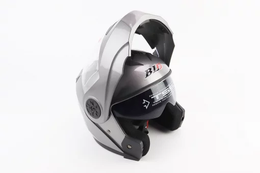 Шлем модуляр, закрытый с откидным подбородком+откидные очки BLD-159 L (59-60см), СЕРЫЙ глянец, FIX-360424