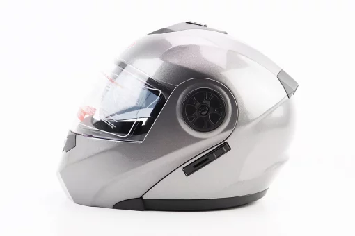 Шлем модуляр, закрытый с откидным подбородком+откидные очки BLD-159 L (59-60см), СЕРЫЙ глянец, FIX-360424