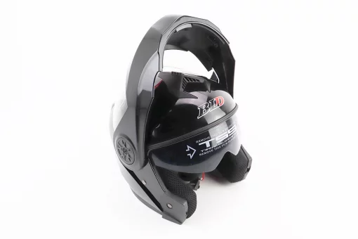 Шлем модуляр, закрытый с откидным подбородком+откидные очки BLD-159 М (57-58см), ЧЕРНЫЙ глянец, FIX-360425