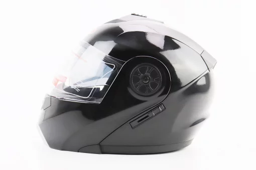 Шлем модуляр, закрытый с откидным подбородком+откидные очки BLD-159 М (57-58см), ЧЕРНЫЙ глянец, FIX-360425