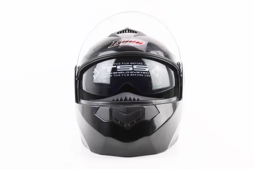 Шлем модуляр, закрытый с откидным подбородком+откидные очки BLD-159 М (57-58см), ЧЕРНЫЙ глянец, FIX-360425