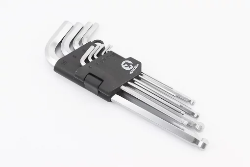 Набор Г-образных ключей удлиненных с шарообразным наконечником HEX (1,5/2/2,5/3/4/5/6/8/10мм) CrV HT-0603, FIX-702195